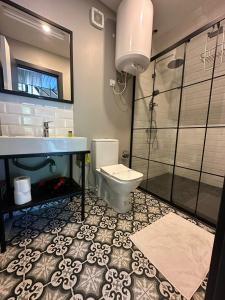 サパンジャにあるGuzel Evler Family Resortのバスルーム(トイレ、洗面台、シャワー付)