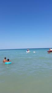 Casa Otilia - Tuzla في توزلا: مجموعة من الناس في المياه على الشاطئ