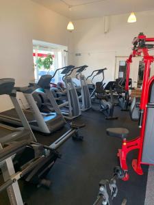 - une salle de sport avec des rames de tapis roulants et des appareils de cardio-training dans l'établissement Northport Inn Boutique Hotel R207, à Northport