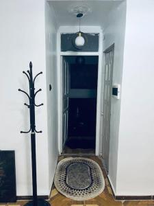 a hallway with a door with a dog mat on the floor at Studio à quelques mètres d ponts, monument d morts in Constantine