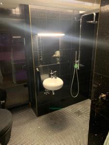 a bathroom with a sink and a shower at Rohuaia 22 Apartment in Rakvere
