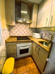 Il comprend une petite cuisine équipée d'une cuisinière et d'un évier. dans l'établissement Apartamento Balcón a Pistas, à Sierra Nevada