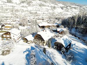 an aerial view of a village covered in snow at Appartements Höller in Sankt Lorenzen ob Murau