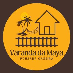 logotipo de una casa, una hamaca y una palmera en Pousada Caseira Varanda da Maya en Maxaranguape