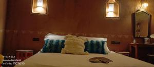a bed with a teddy bear sitting on top of it at Stay under millions of stars deep in the desert in El Gouera +55 photos