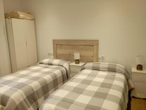 two beds sitting next to each other in a room at Alojamientos Ribera del Tajo in Talavera de la Reina