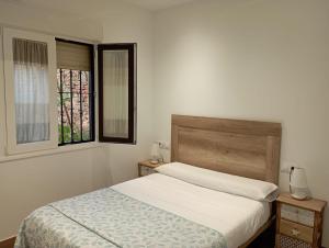 una camera da letto con un letto e una finestra di Alojamientos Ribera del Tajo a Talavera de la Reina