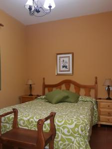 a bedroom with a bed and two night stands at CAMPING-BUNGALOWS-CABAÑAS LA VERA in Jarandilla de la Vera +18 photos