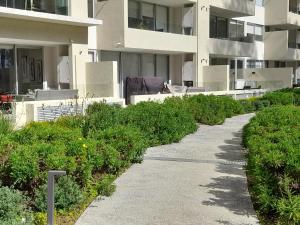 a walkway in front of a apartment building at DEPARTAMENTO ALGARROBO NORTE in Algarrobo