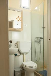 a bathroom with a shower and a toilet and a sink at Cozy studio apt in Terra Branca with WIFI - LCGR in Praia