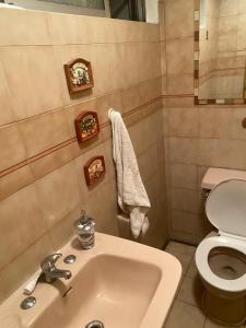 a bathroom with a sink and a toilet at Baquedano in Antofagasta