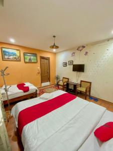 Habitación de hotel con 2 camas y TV en Sophie hotel, en Hanói