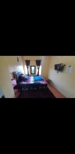 una camera da letto con un letto e due finestre di Homestay Trisakti 2 Syariah a Diyeng