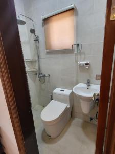uma pequena casa de banho com WC e lavatório em Dmangrove staycation em Baclayon