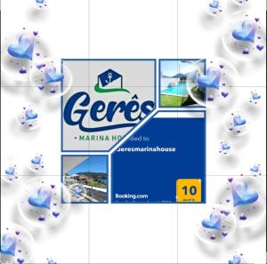 a collage of images of a sign with a care logo at Geresmarinahouse in Geres