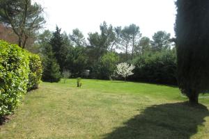 a grassy yard with a tree in the distance at appartement T3 dans propriété de 5000m2 avec piscine in Venelles