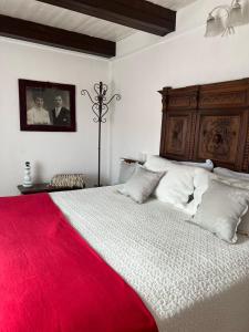 a bedroom with a large bed with a red blanket at Bnbook Ca Du Val in Terrabona