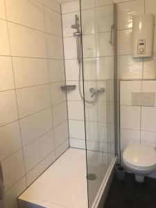 a bathroom with a shower and a toilet at Komfort FeWo l Moselstay l maximal 4 Personen und Baby I Brauneberg Mosel I WIFI I in Brauneberg
