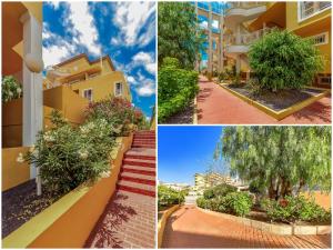 a collage of pictures of a building and a tree at Tenerifeopenhome Ocean View Costa Adeje in Adeje