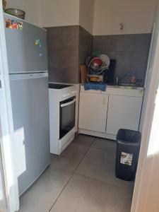 巴黎的住宿－Appartement Paris OG，一间带水槽和冰箱的小厨房