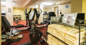 a room with a gym with a treadmill and exercise bikes at Hyatt Place Daytona Beach-Oceanfront in Daytona Beach