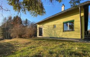 una casa amarilla con una ventana en un patio en Amazing Home In Friedberg With Kitchen, 