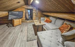 un soggiorno con divano e TV in una cabina di Gorgeous Home In Passebekk With Kitchen a Omholt