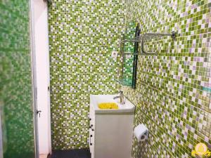 ein Bad mit einem Waschbecken und einer Dusche in der Unterkunft Brand New 2Bedroom Villa Sanny Kesiman in Ketewel