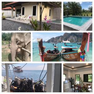 a collage of photos with a house and a pool at Villa Cattleya in Ko Lanta