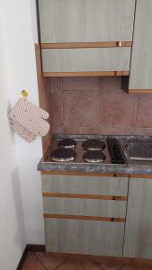a kitchen with a stove top oven in a kitchen at Residence Milcar in Chiesa in Valmalenco