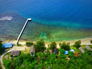 an aerial view of a beach and the ocean at Ricky's Beach House in Pasarsungai-nyala