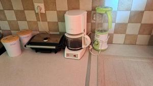 a kitchen counter with a blender and other appliances at Central location! Spacious 2 bdrm with balcony in Sparta