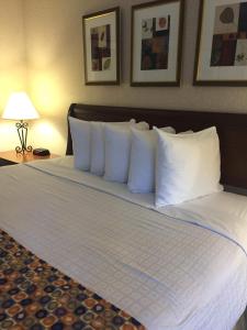 a large bed with white pillows in a hotel room at Hotel Pentagon in Arlington