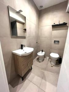 een badkamer met een wastafel en een toilet bij Angelina's home - Milano Bovisa in Milaan