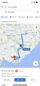 Captura de pantalla de un mapa de un metro en Glaive Home, en Toronto