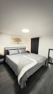 a bedroom with a large bed in a room at 2 Bedroom Basement Suite in the heart of Laval in Laval