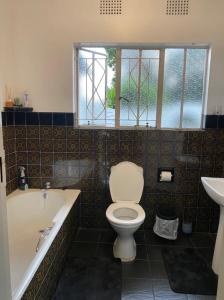 a bathroom with a toilet and a tub and a sink at Eden homestay in Edenvale