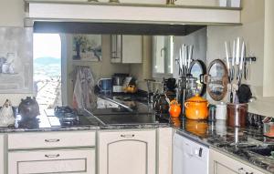 une cuisine avec un évier et un plan de travail dans l'établissement Le Mas Des Oiseaux, à Vaison-la-Romaine