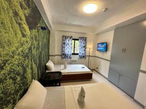 a bedroom with a bed and a tv in a room at Generosa Resort in Bauang