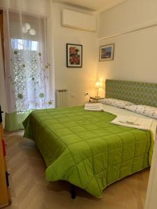 - un lit vert dans une chambre avec fenêtre dans l'établissement Dario's House, à Scandicci