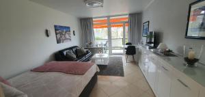 TV a/nebo společenská místnost v ubytování Ferienwohnung Charlie mit Seeblick