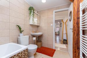 a bathroom with a toilet and a sink at RASL Residens in Jihlava