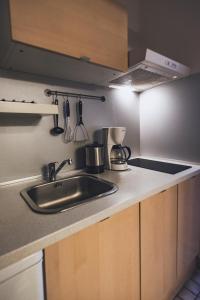Kuchyň nebo kuchyňský kout v ubytování Apartmenthaus Maxl