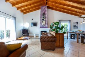 uma sala de estar com um sofá e uma lareira em AnchorHouse Portugal em Aljezur