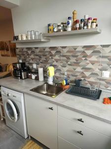 A kitchen or kitchenette at Polys Apartment and Paraskevi studio with view
