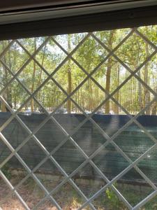 a view through a window of a fence at Residence natura beach in Lido di Volano