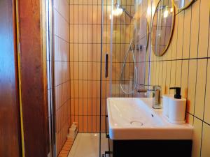 a bathroom with a sink and a shower at Strasbourg Evasion Pop in Strasbourg