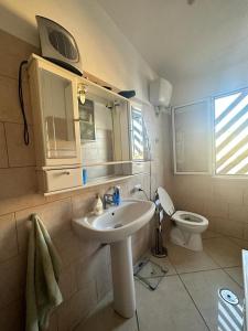 uma casa de banho com um lavatório e um WC em Riccardo’s house em Casale Malnome