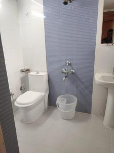 a bathroom with a toilet and a sink at ADI HOSPITALITY AND TOURS PRIVATE LIMITED in Bangalore