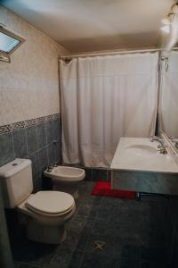 un baño con inodoro y lavabo en Casa de Campo:4 Habitaciones con piscina y quincho, en Ciudad Lujan de Cuyo